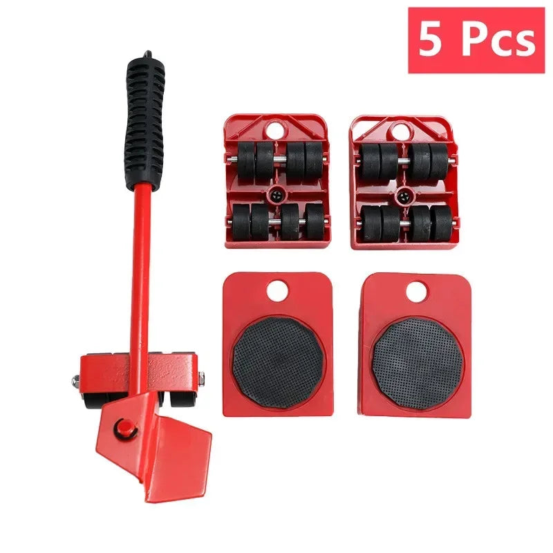 Heavy Duty Furniture Lifter & Mover Set – 4 Rollers + Wheel Bar, 360° Movement, Tool‑Free Assembly, for Sofas, Beds, Fridges
