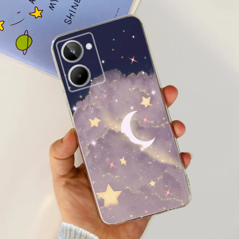 For Realme 10 4G RMX3630 Soft Silicone TPU Shockproof Phone Case For Realme 10 Cute Cartoon Pattern Bumper Protective Back Cover