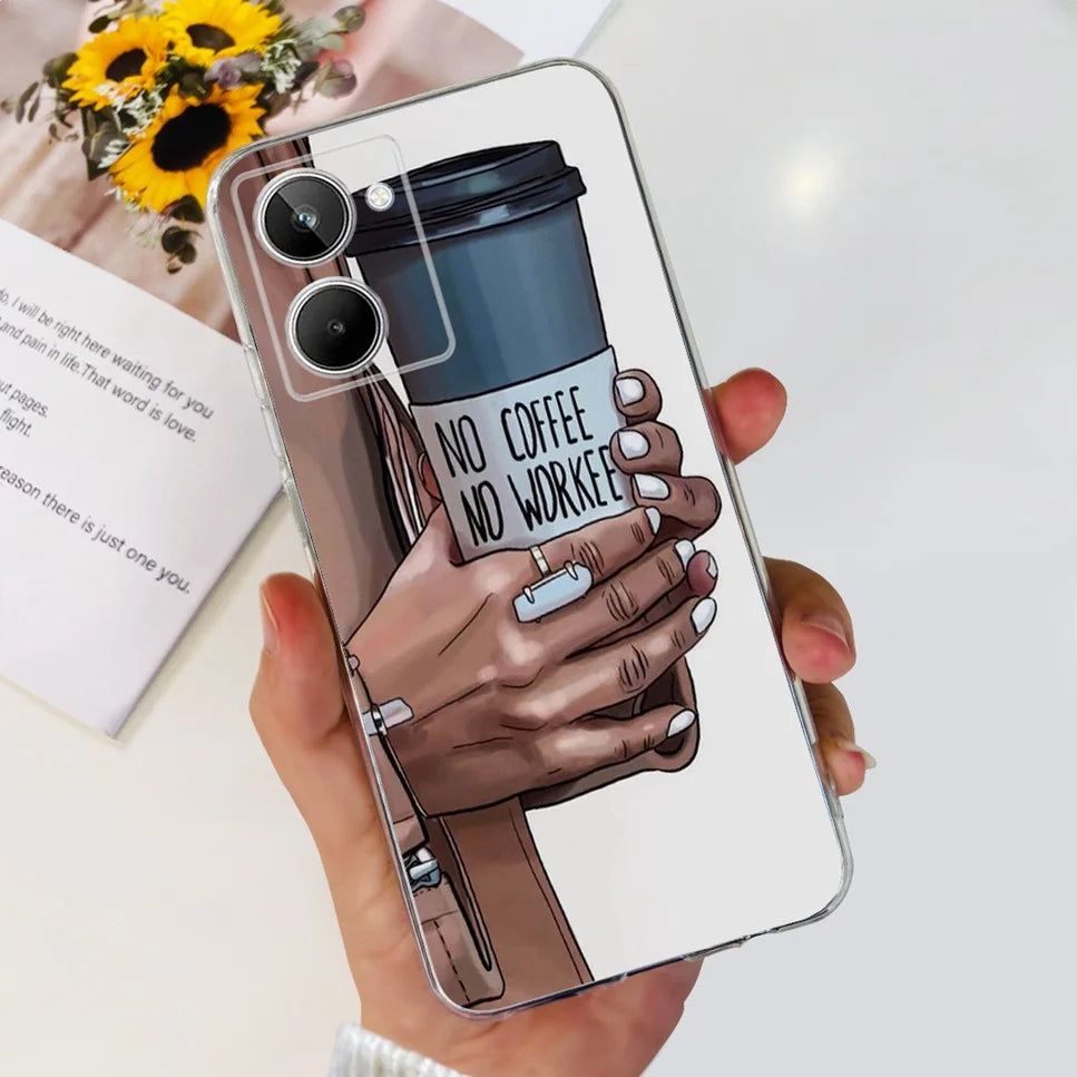 For Realme 10 4G RMX3630 Soft Silicone TPU Shockproof Phone Case For Realme 10 Cute Cartoon Pattern Bumper Protective Back Cover