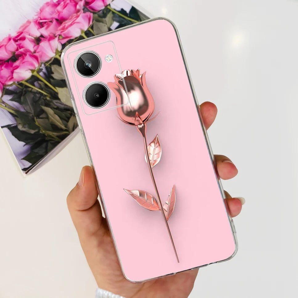 For Realme 10 4G RMX3630 Soft Silicone TPU Shockproof Phone Case For Realme 10 Cute Cartoon Pattern Bumper Protective Back Cover