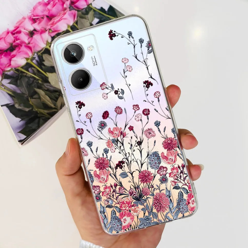 For Realme 10 4G RMX3630 Soft Silicone TPU Shockproof Phone Case For Realme 10 Cute Cartoon Pattern Bumper Protective Back Cover
