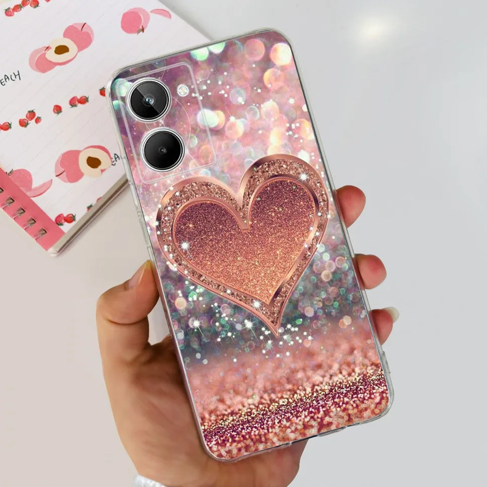 For Realme 10 4G RMX3630 Soft Silicone TPU Shockproof Phone Case For Realme 10 Cute Cartoon Pattern Bumper Protective Back Cover