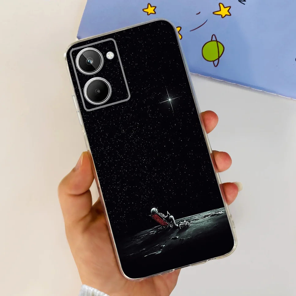 For Realme 10 4G RMX3630 Soft Silicone TPU Shockproof Phone Case For Realme 10 Cute Cartoon Pattern Bumper Protective Back Cover