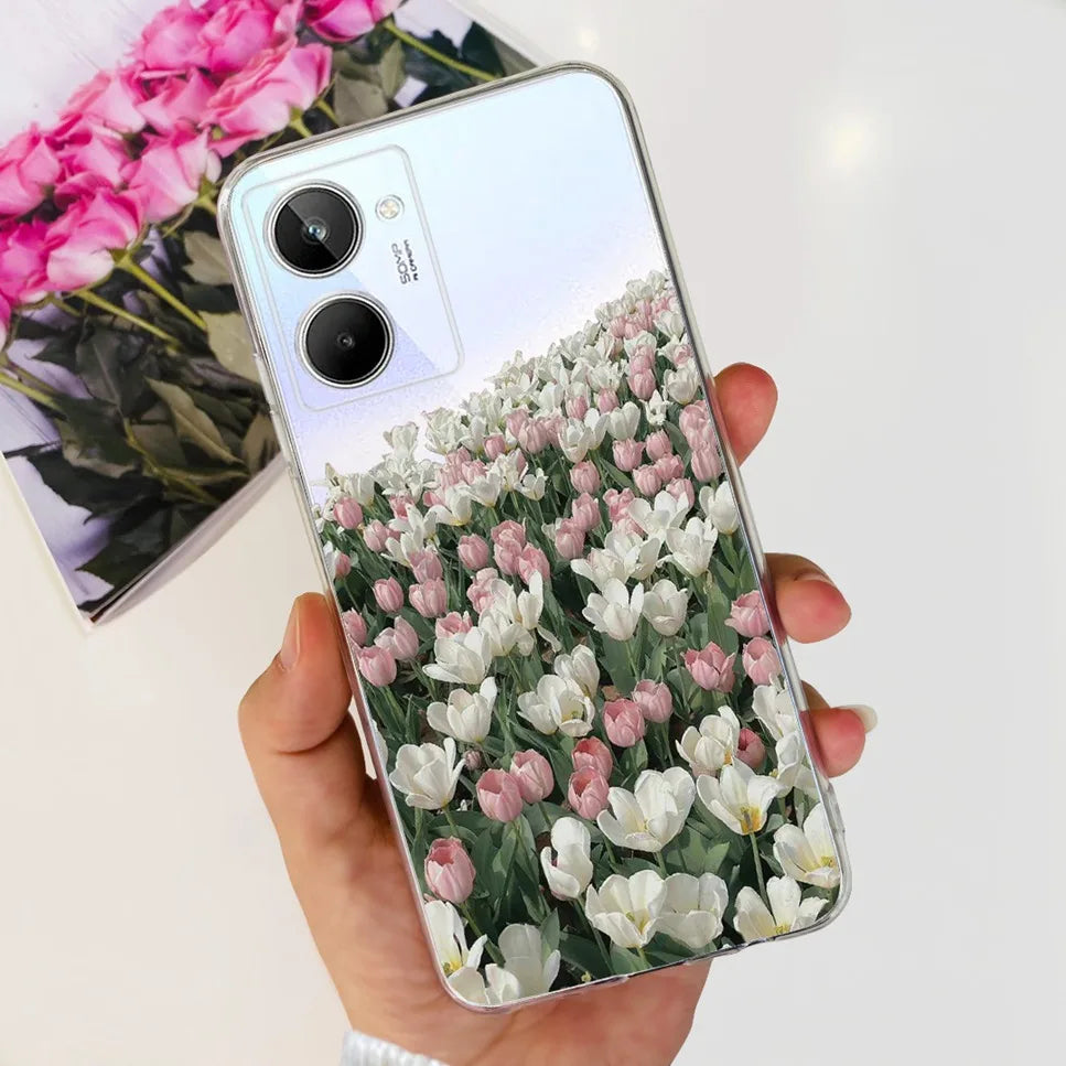 For Realme 10 4G RMX3630 Soft Silicone TPU Shockproof Phone Case For Realme 10 Cute Cartoon Pattern Bumper Protective Back Cover
