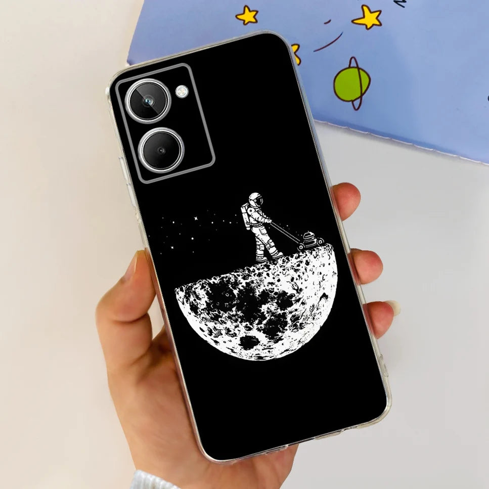 For Realme 10 4G RMX3630 Soft Silicone TPU Shockproof Phone Case For Realme 10 Cute Cartoon Pattern Bumper Protective Back Cover