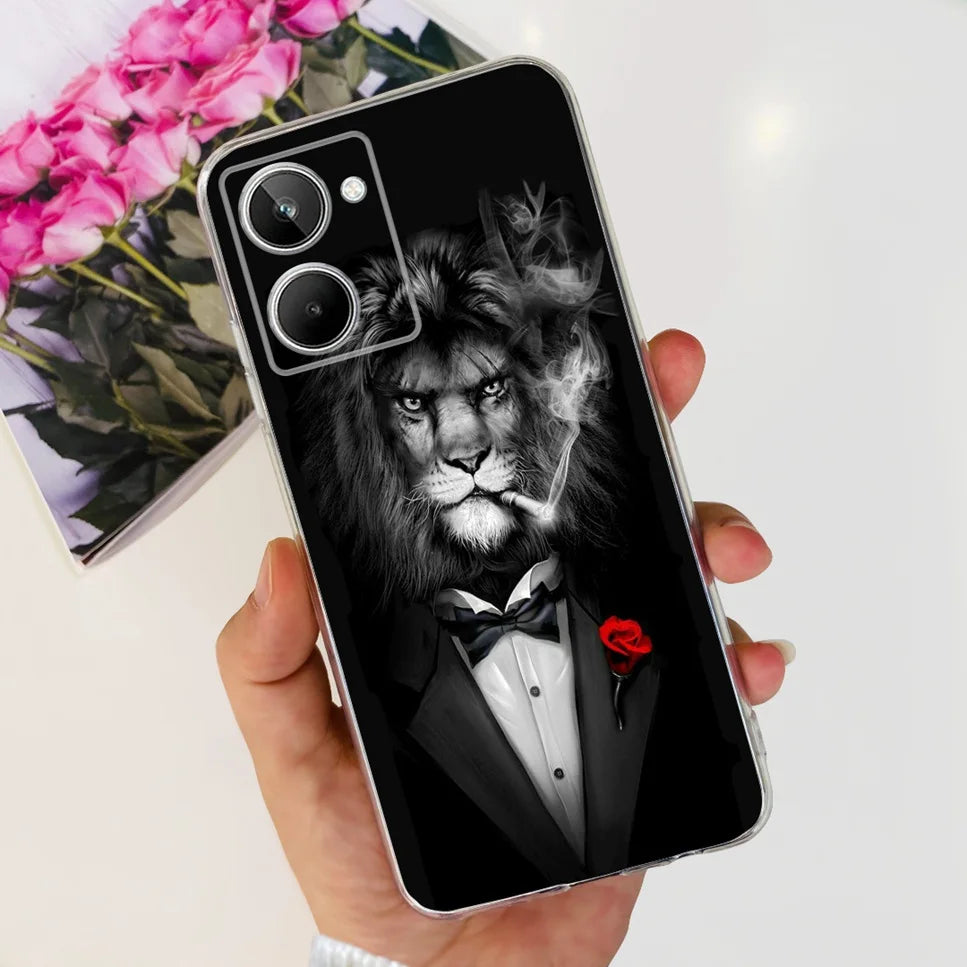 For Realme 10 4G RMX3630 Soft Silicone TPU Shockproof Phone Case For Realme 10 Cute Cartoon Pattern Bumper Protective Back Cover