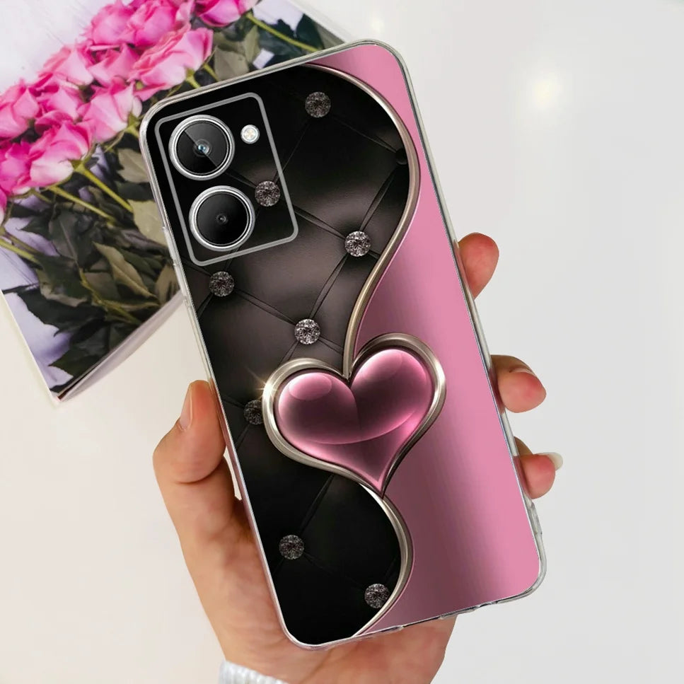For Realme 10 4G RMX3630 Soft Silicone TPU Shockproof Phone Case For Realme 10 Cute Cartoon Pattern Bumper Protective Back Cover