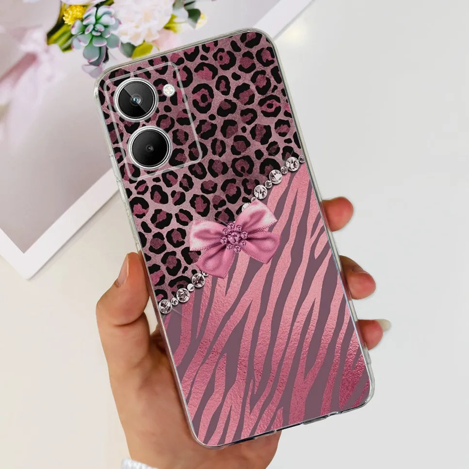 For Realme 10 4G RMX3630 Soft Silicone TPU Shockproof Phone Case For Realme 10 Cute Cartoon Pattern Bumper Protective Back Cover
