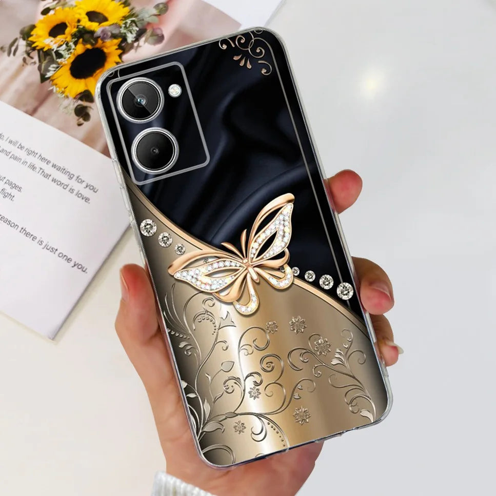 For Realme 10 4G RMX3630 Soft Silicone TPU Shockproof Phone Case For Realme 10 Cute Cartoon Pattern Bumper Protective Back Cover