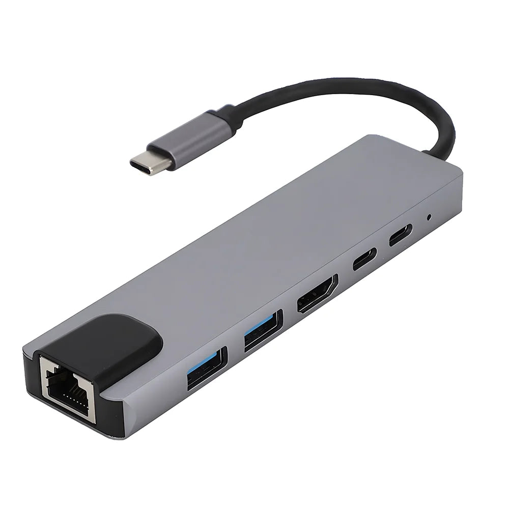 8 In 2 USB Hub USB C Docking Station Type-C Adapter To 4K60Hz HDMI USB 3.0 5Gbps RJ45 1000Mbps Splitter With SD/TF For Laptop