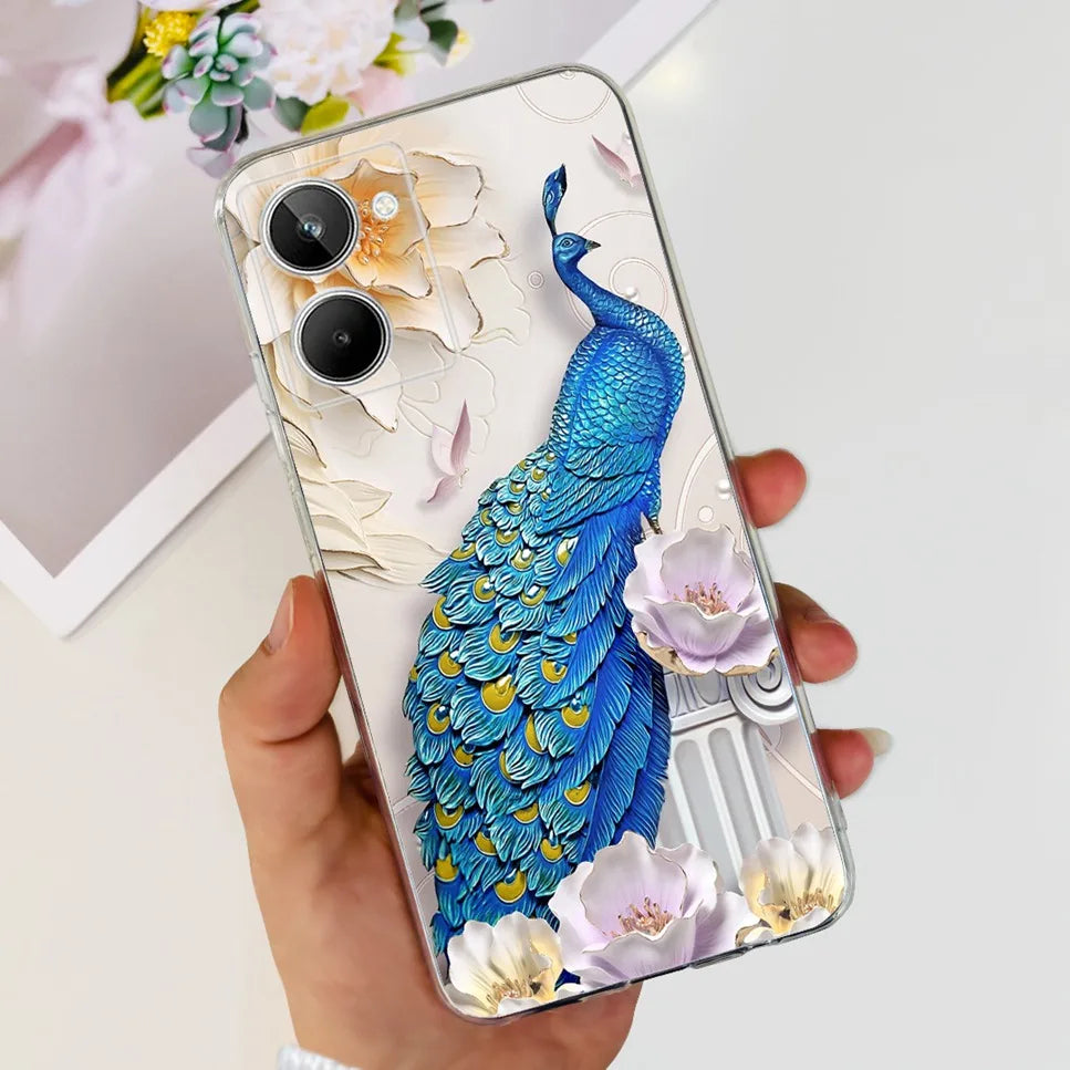 For Realme 10 4G RMX3630 Soft Silicone TPU Shockproof Phone Case For Realme 10 Cute Cartoon Pattern Bumper Protective Back Cover