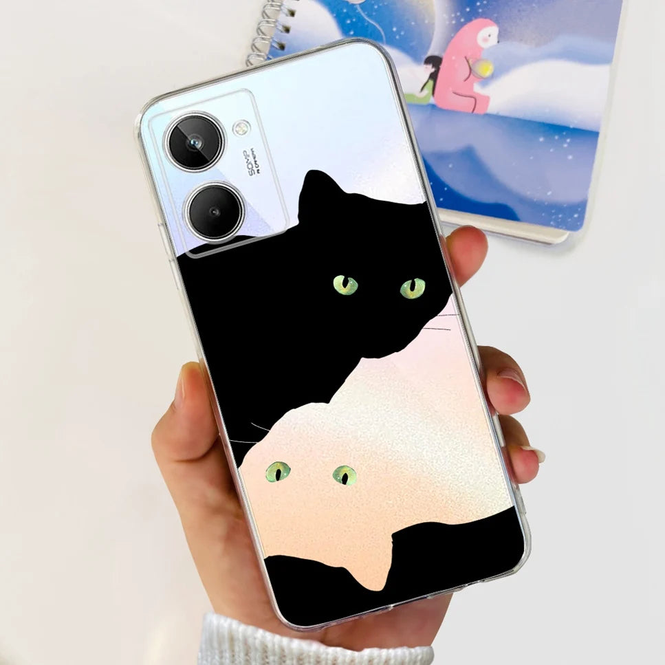 For Realme 10 4G RMX3630 Soft Silicone TPU Shockproof Phone Case For Realme 10 Cute Cartoon Pattern Bumper Protective Back Cover