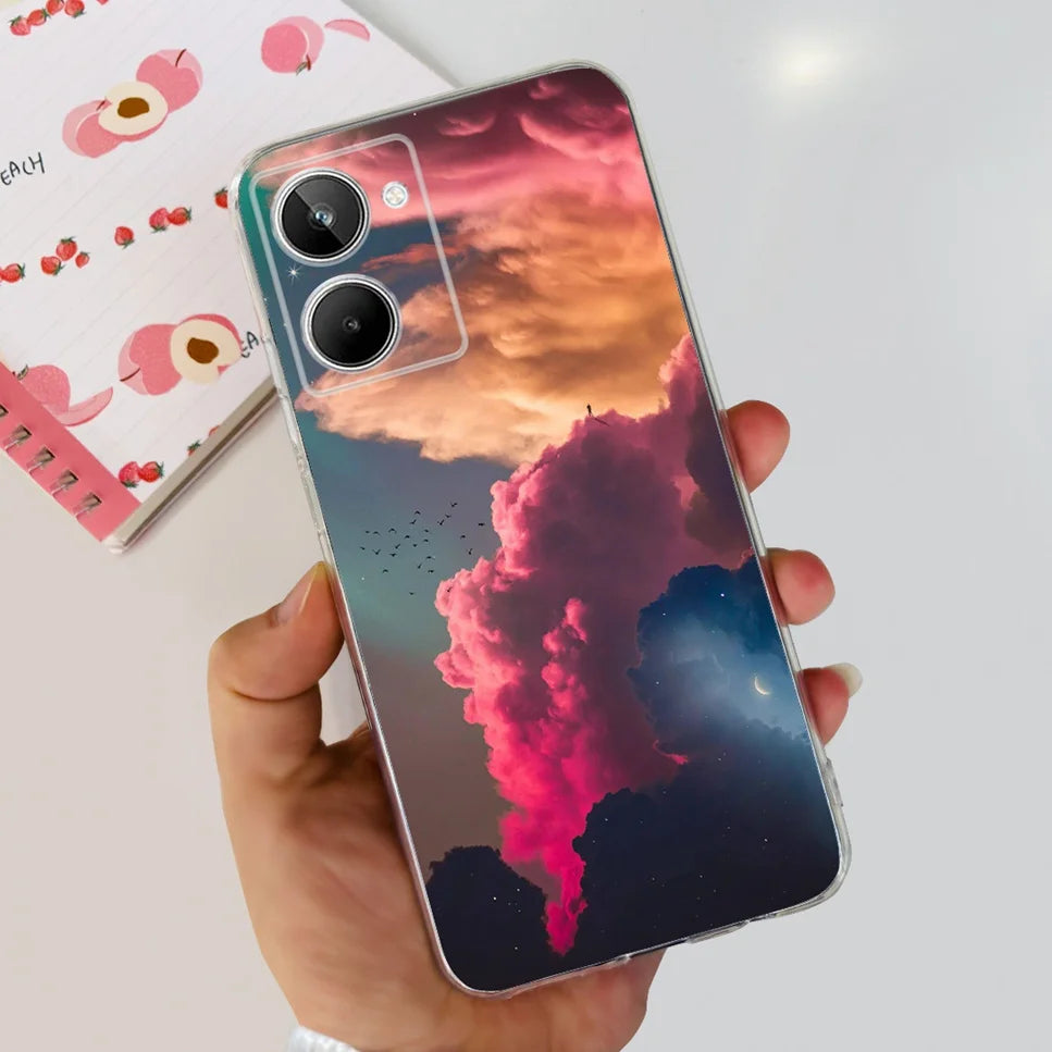 For Realme 10 4G RMX3630 Soft Silicone TPU Shockproof Phone Case For Realme 10 Cute Cartoon Pattern Bumper Protective Back Cover