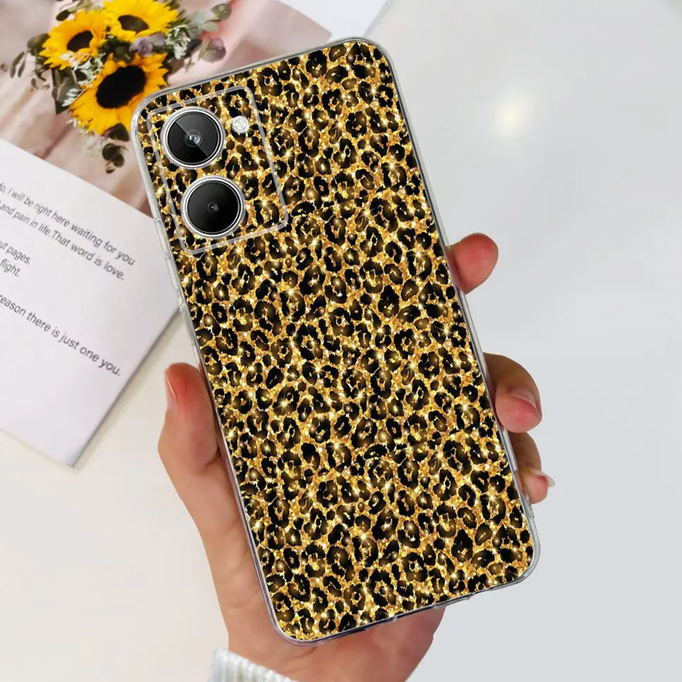 For Realme 10 4G RMX3630 Soft Silicone TPU Shockproof Phone Case For Realme 10 Cute Cartoon Pattern Bumper Protective Back Cover