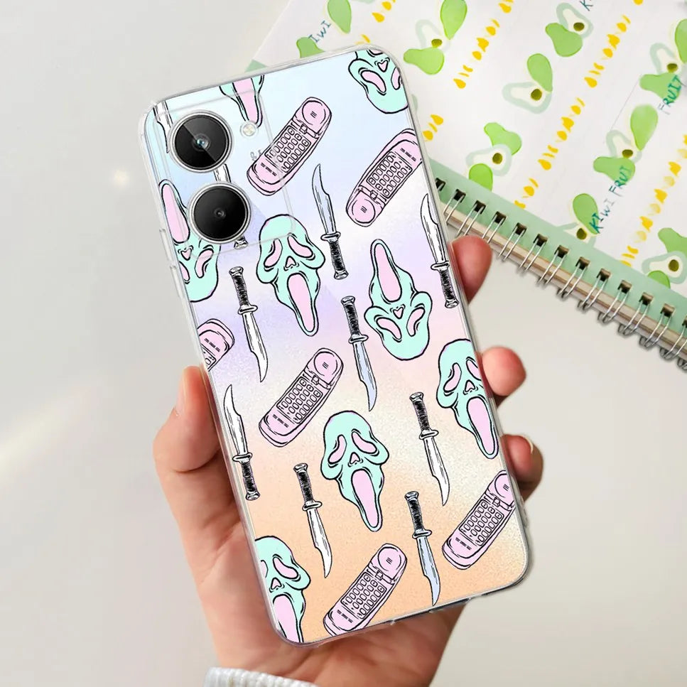 For Realme 10 4G RMX3630 Soft Silicone TPU Shockproof Phone Case For Realme 10 Cute Cartoon Pattern Bumper Protective Back Cover