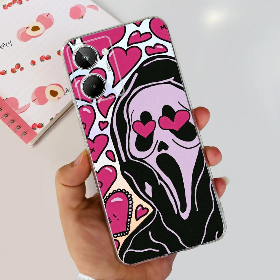 For Realme 10 4G RMX3630 Soft Silicone TPU Shockproof Phone Case For Realme 10 Cute Cartoon Pattern Bumper Protective Back Cover