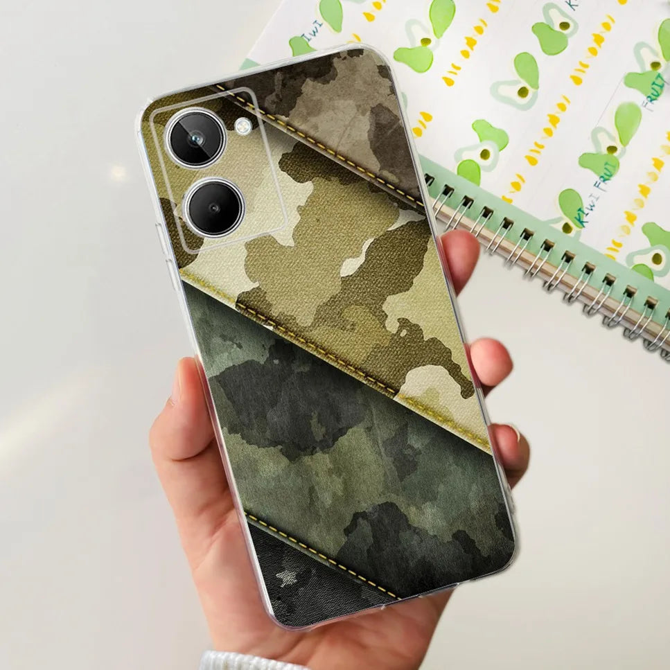 For Realme 10 4G RMX3630 Soft Silicone TPU Shockproof Phone Case For Realme 10 Cute Cartoon Pattern Bumper Protective Back Cover