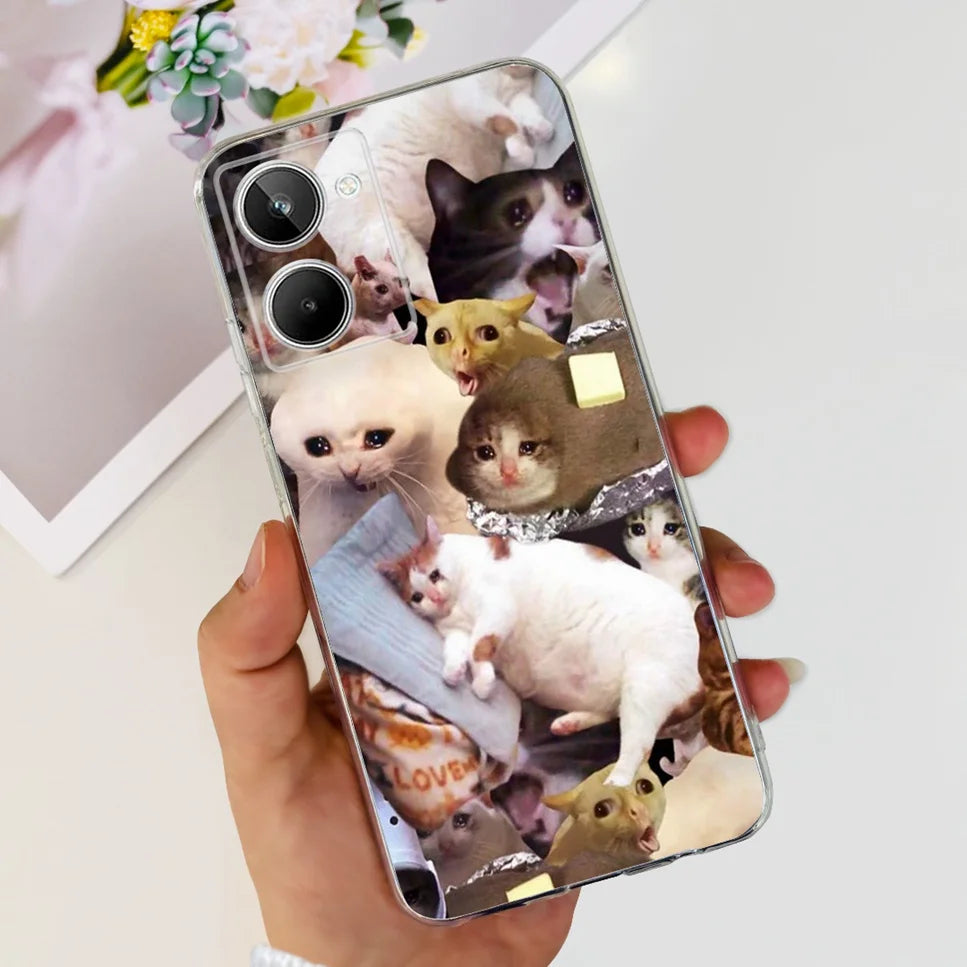 For Realme 10 4G RMX3630 Soft Silicone TPU Shockproof Phone Case For Realme 10 Cute Cartoon Pattern Bumper Protective Back Cover