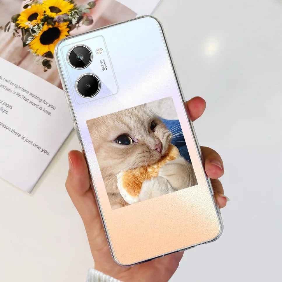 For Realme 10 4G RMX3630 Soft Silicone TPU Shockproof Phone Case For Realme 10 Cute Cartoon Pattern Bumper Protective Back Cover