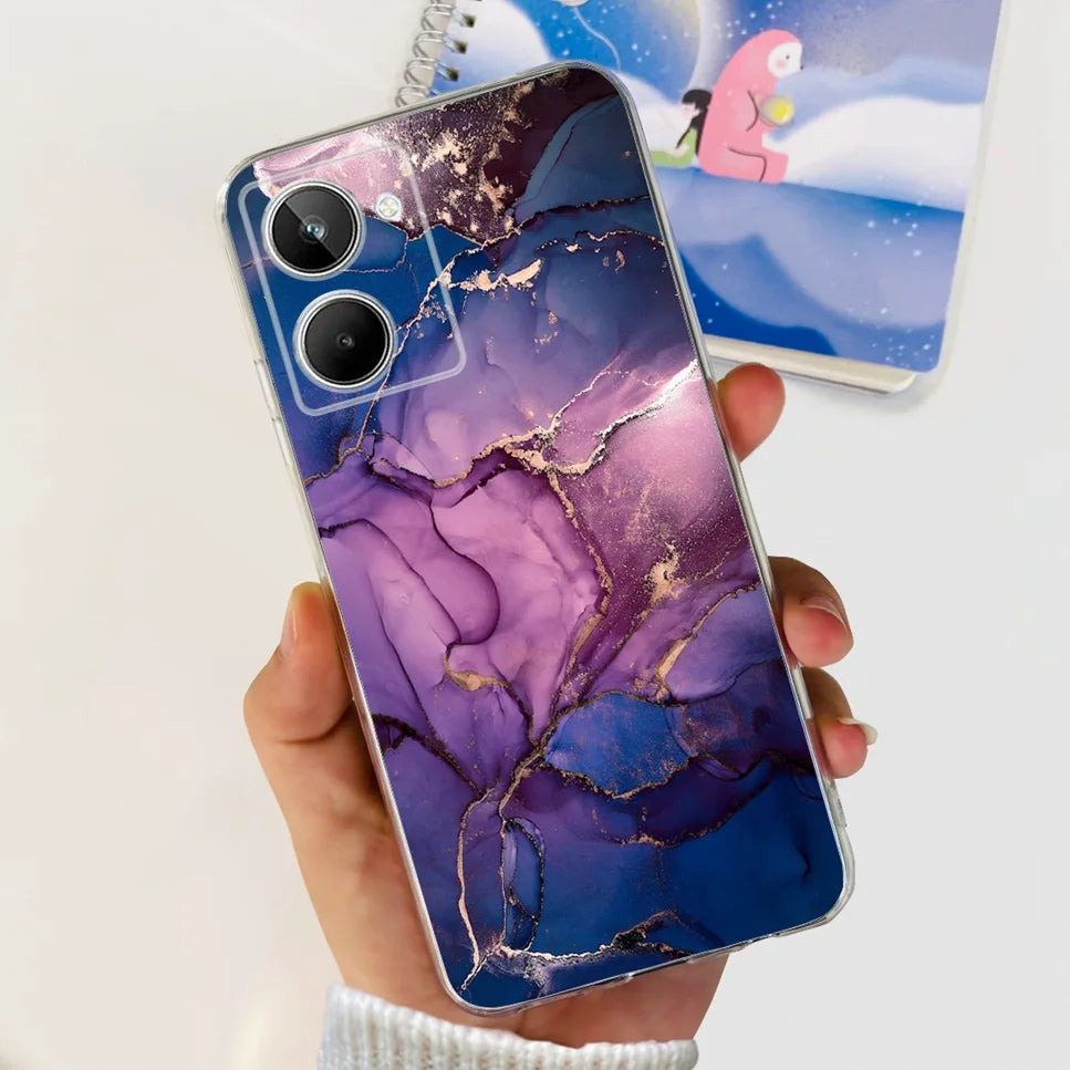For Realme 10 4G RMX3630 Soft Silicone TPU Shockproof Phone Case For Realme 10 Cute Cartoon Pattern Bumper Protective Back Cover