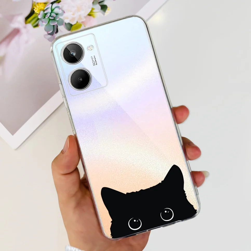 For Realme 10 4G RMX3630 Soft Silicone TPU Shockproof Phone Case For Realme 10 Cute Cartoon Pattern Bumper Protective Back Cover