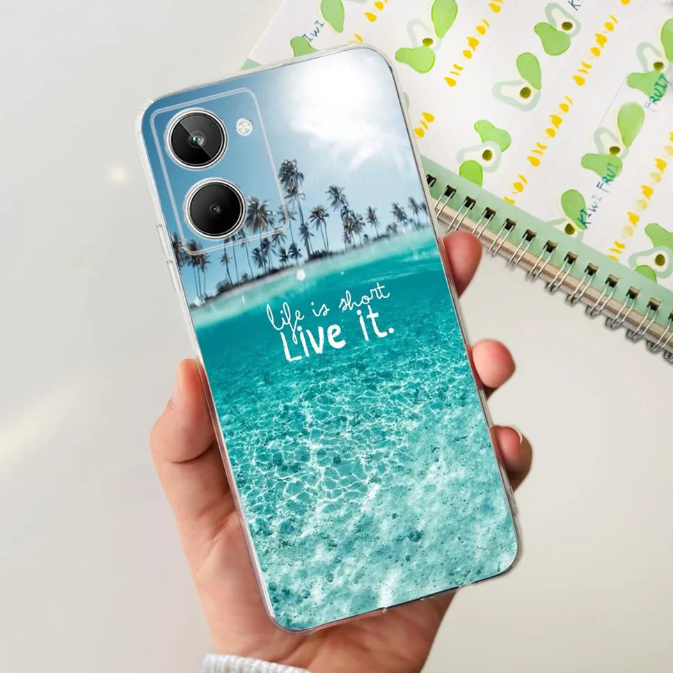 For Realme 10 4G RMX3630 Soft Silicone TPU Shockproof Phone Case For Realme 10 Cute Cartoon Pattern Bumper Protective Back Cover