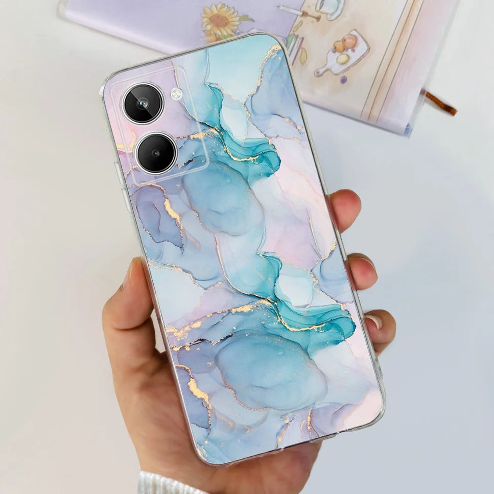 For Realme 10 4G RMX3630 Soft Silicone TPU Shockproof Phone Case For Realme 10 Cute Cartoon Pattern Bumper Protective Back Cover
