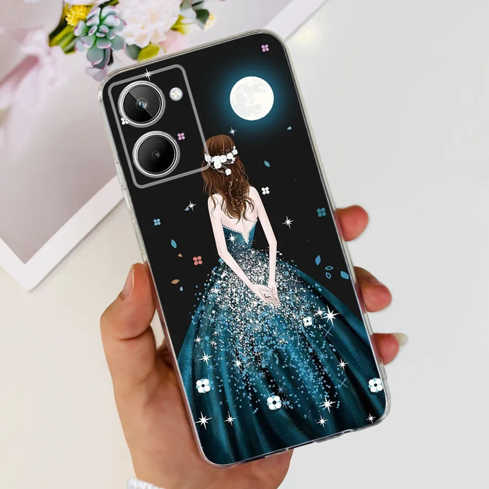 For Realme 10 4G RMX3630 Soft Silicone TPU Shockproof Phone Case For Realme 10 Cute Cartoon Pattern Bumper Protective Back Cover