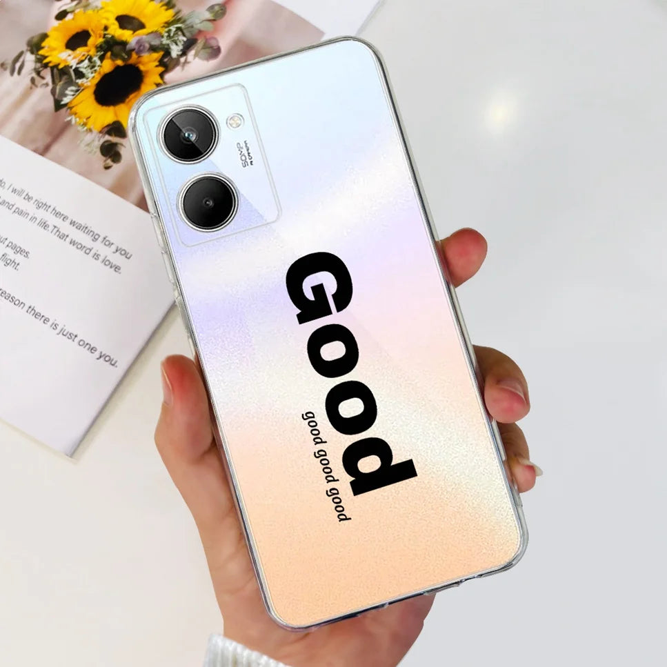 For Realme 10 4G RMX3630 Soft Silicone TPU Shockproof Phone Case For Realme 10 Cute Cartoon Pattern Bumper Protective Back Cover