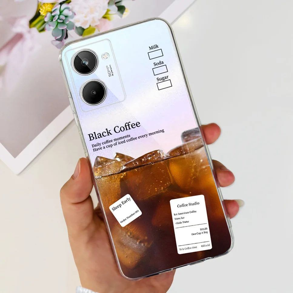 For Realme 10 4G RMX3630 Soft Silicone TPU Shockproof Phone Case For Realme 10 Cute Cartoon Pattern Bumper Protective Back Cover