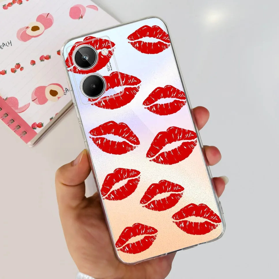 For Realme 10 4G RMX3630 Soft Silicone TPU Shockproof Phone Case For Realme 10 Cute Cartoon Pattern Bumper Protective Back Cover