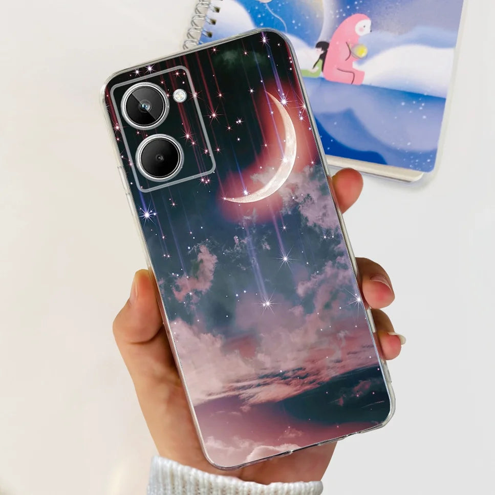 For Realme 10 4G RMX3630 Soft Silicone TPU Shockproof Phone Case For Realme 10 Cute Cartoon Pattern Bumper Protective Back Cover