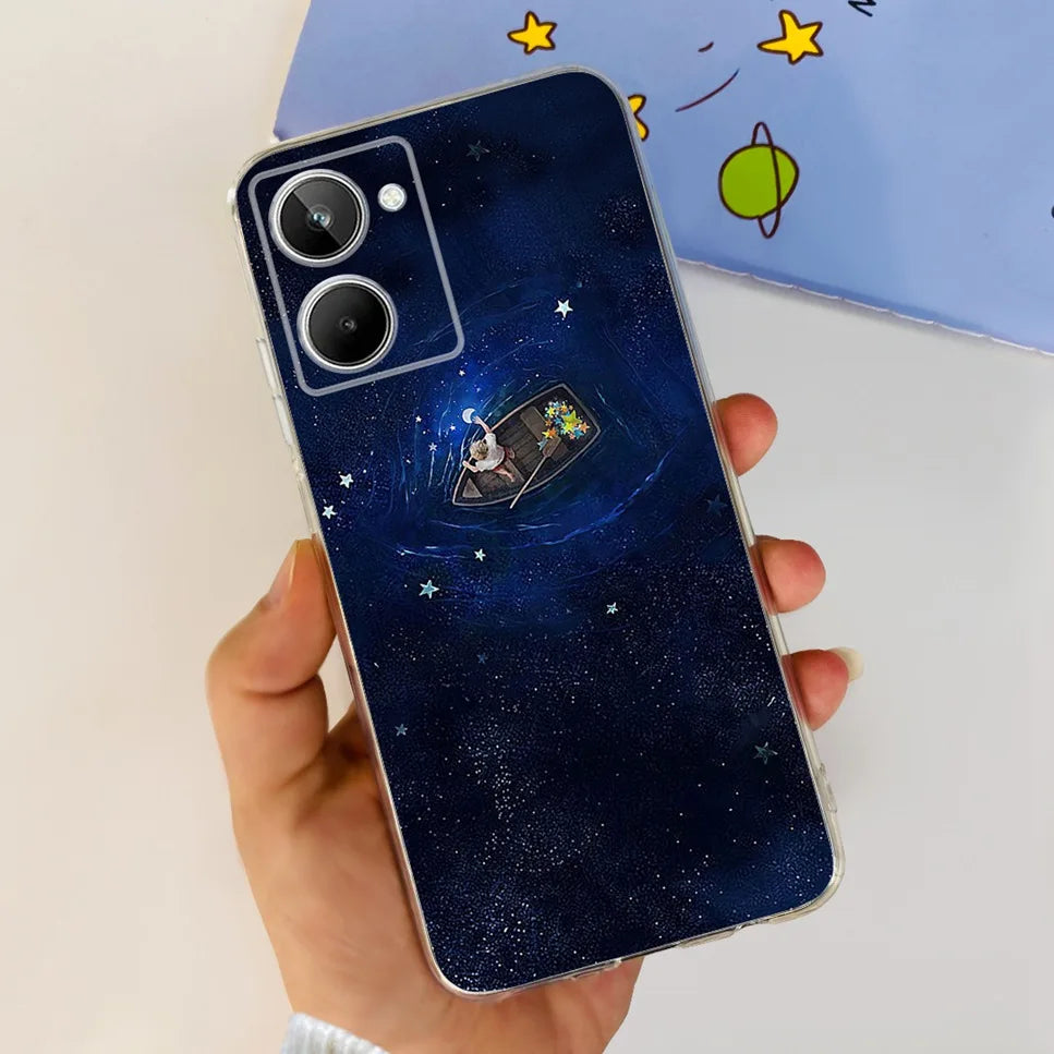 For Realme 10 4G RMX3630 Soft Silicone TPU Shockproof Phone Case For Realme 10 Cute Cartoon Pattern Bumper Protective Back Cover