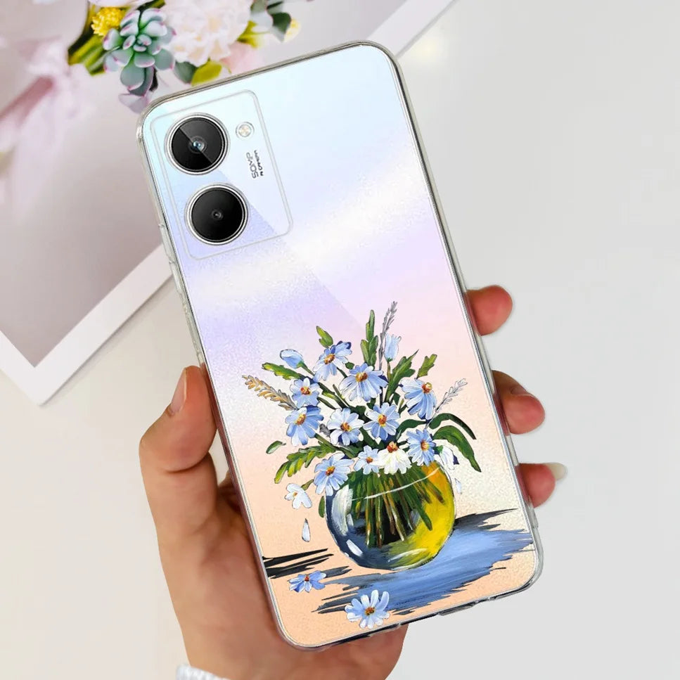 For Realme 10 4G RMX3630 Soft Silicone TPU Shockproof Phone Case For Realme 10 Cute Cartoon Pattern Bumper Protective Back Cover