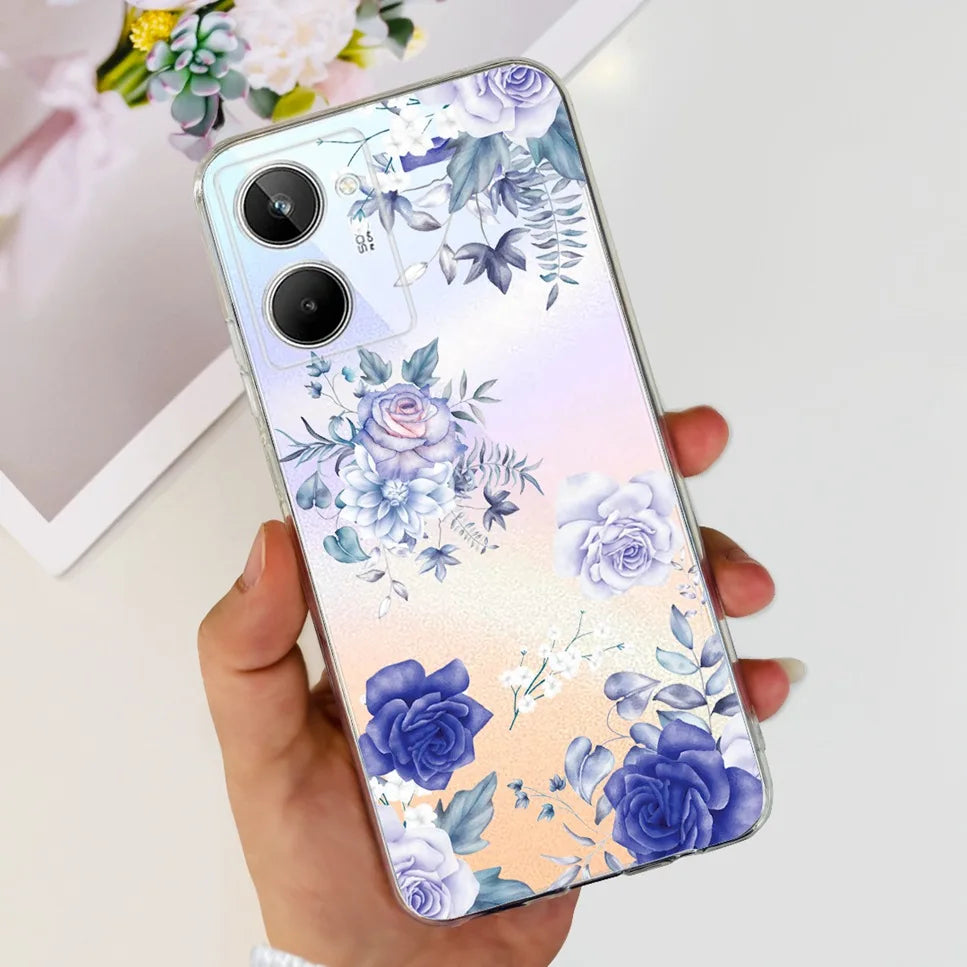 For Realme 10 4G RMX3630 Soft Silicone TPU Shockproof Phone Case For Realme 10 Cute Cartoon Pattern Bumper Protective Back Cover