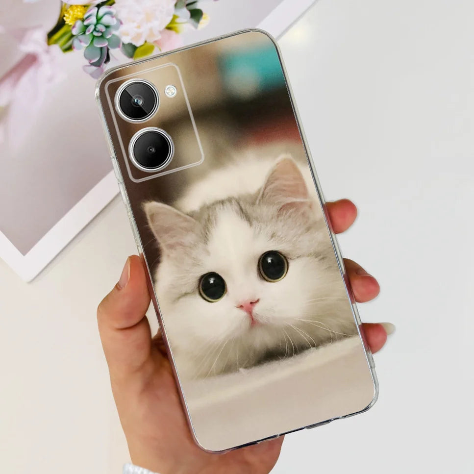 For Realme 10 4G RMX3630 Soft Silicone TPU Shockproof Phone Case For Realme 10 Cute Cartoon Pattern Bumper Protective Back Cover