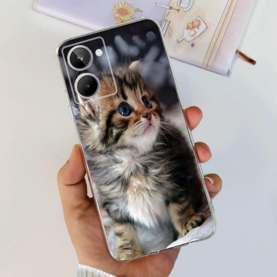 For Realme 10 4G RMX3630 Soft Silicone TPU Shockproof Phone Case For Realme 10 Cute Cartoon Pattern Bumper Protective Back Cover