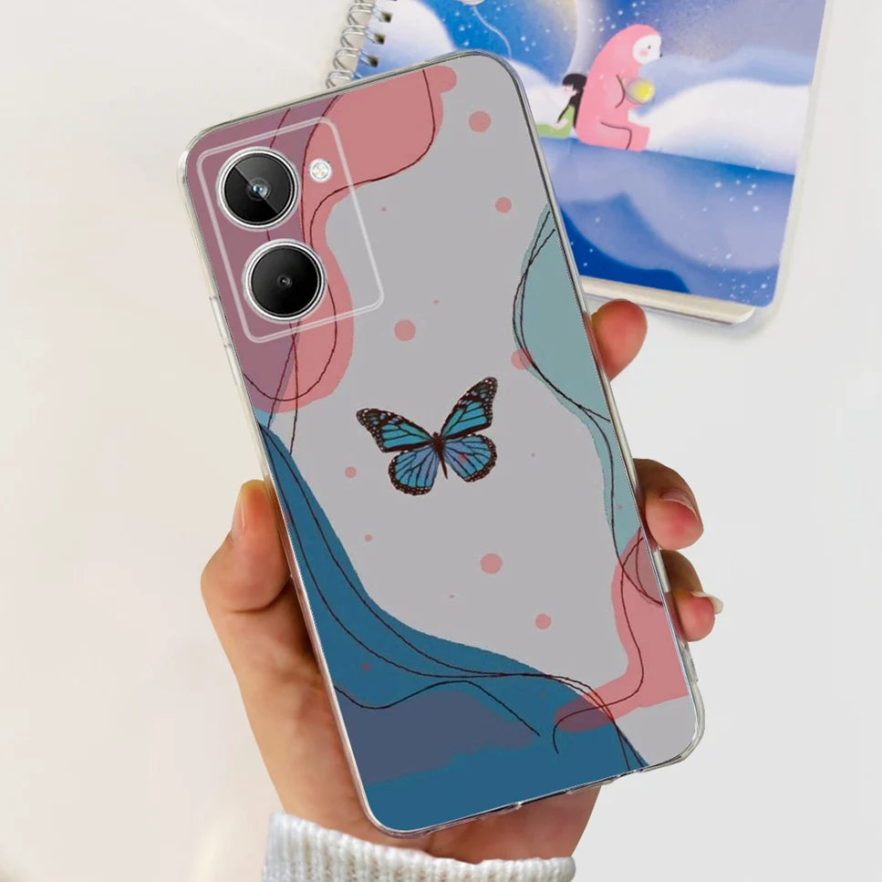 For Realme 10 4G RMX3630 Soft Silicone TPU Shockproof Phone Case For Realme 10 Cute Cartoon Pattern Bumper Protective Back Cover