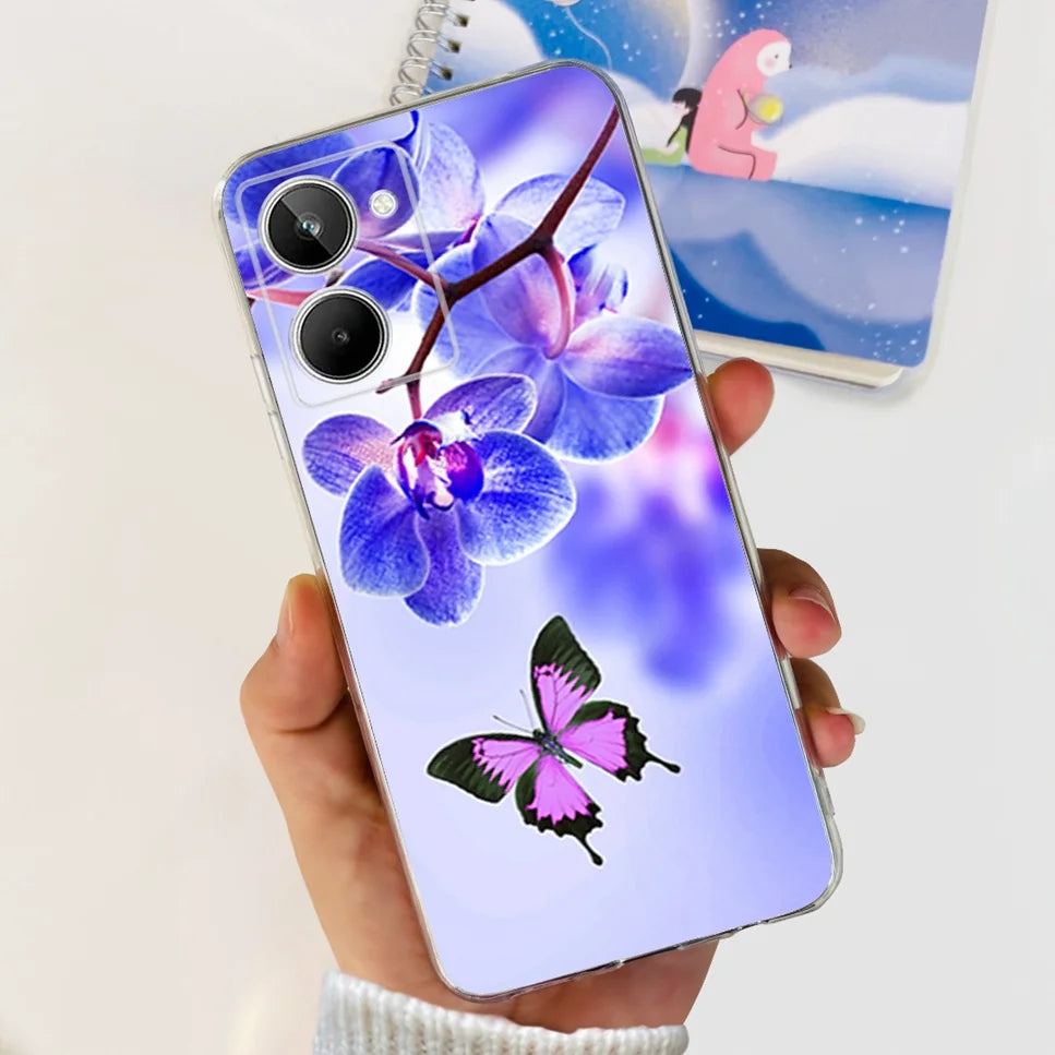 For Realme 10 4G RMX3630 Soft Silicone TPU Shockproof Phone Case For Realme 10 Cute Cartoon Pattern Bumper Protective Back Cover