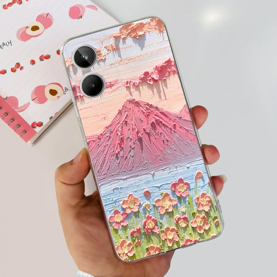 For Realme 10 4G RMX3630 Soft Silicone TPU Shockproof Phone Case For Realme 10 Cute Cartoon Pattern Bumper Protective Back Cover