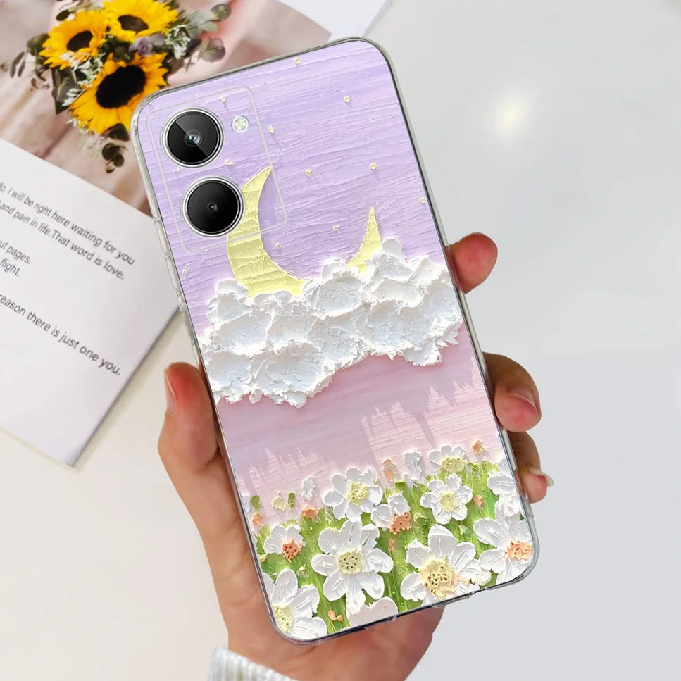 For Realme 10 4G RMX3630 Soft Silicone TPU Shockproof Phone Case For Realme 10 Cute Cartoon Pattern Bumper Protective Back Cover