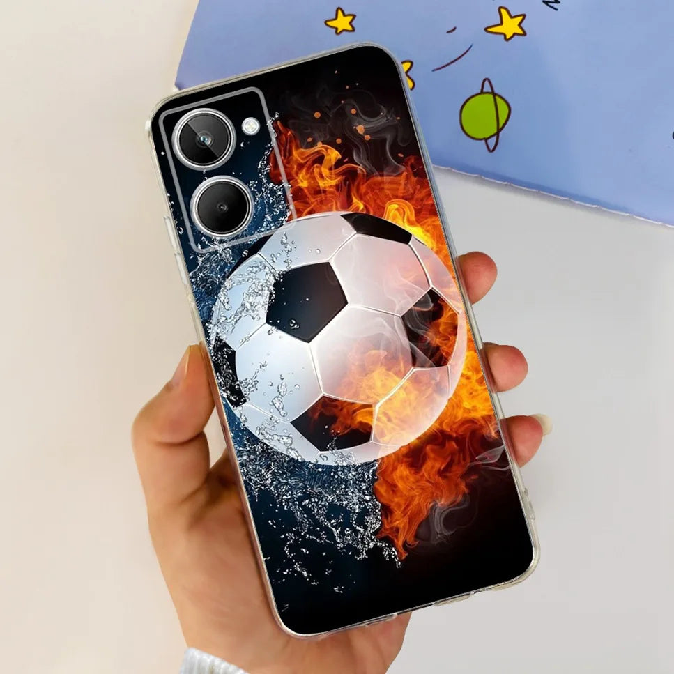 For Realme 10 4G RMX3630 Soft Silicone TPU Shockproof Phone Case For Realme 10 Cute Cartoon Pattern Bumper Protective Back Cover