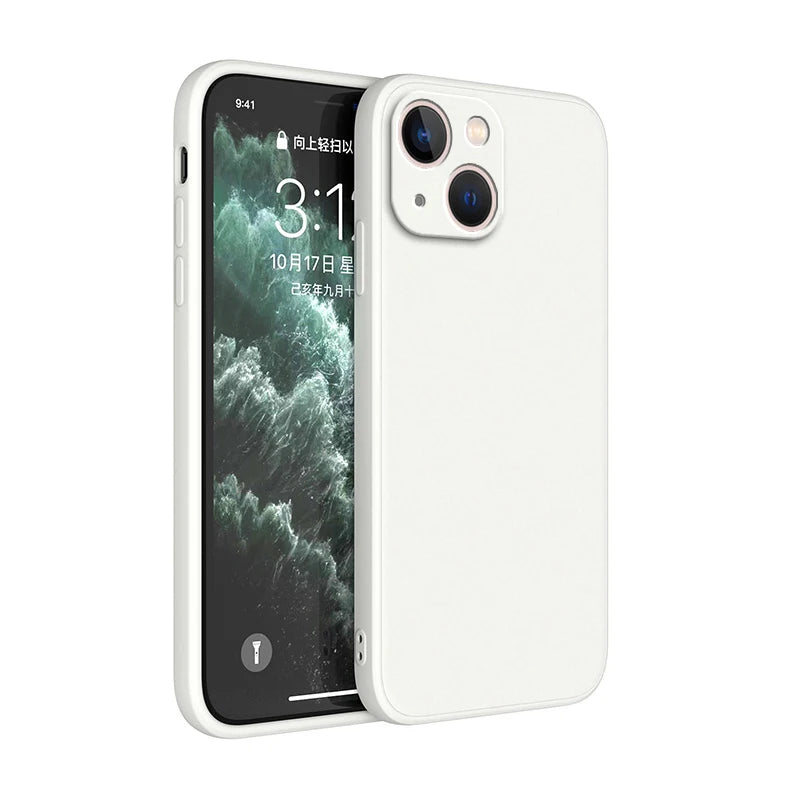 Square Square Liquid Silicone Phone Case for iPhone 14 Plus 11 12 13 14 Pro Max 12 13 mini Luxury Camera Protective Cover