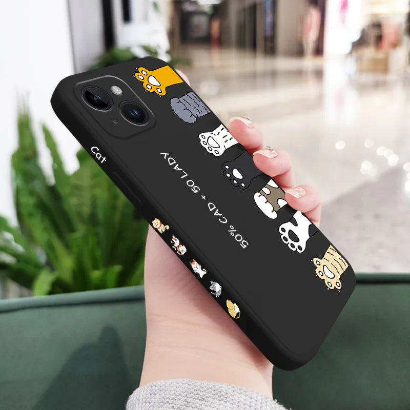 Cat Litter Phone Case For iPhone 17 17 Air 16 16e 15 14 13 12 11 Plus Pro Max Mini X XR XS Plus Liquid Silicone Cover