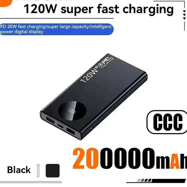 500000mAh High Capacity Power Bank 120W Fast Charging Powerbank Portable Battery Charger For iPhone Samsung Huawei Xiaomi 2026