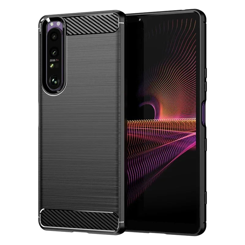 Carbon Fiber Soft Silicone Case For Sony Xperia 10 1 5 II III IV V VI Brushed Texture Back Cover Anti Shock Shell Case Funda