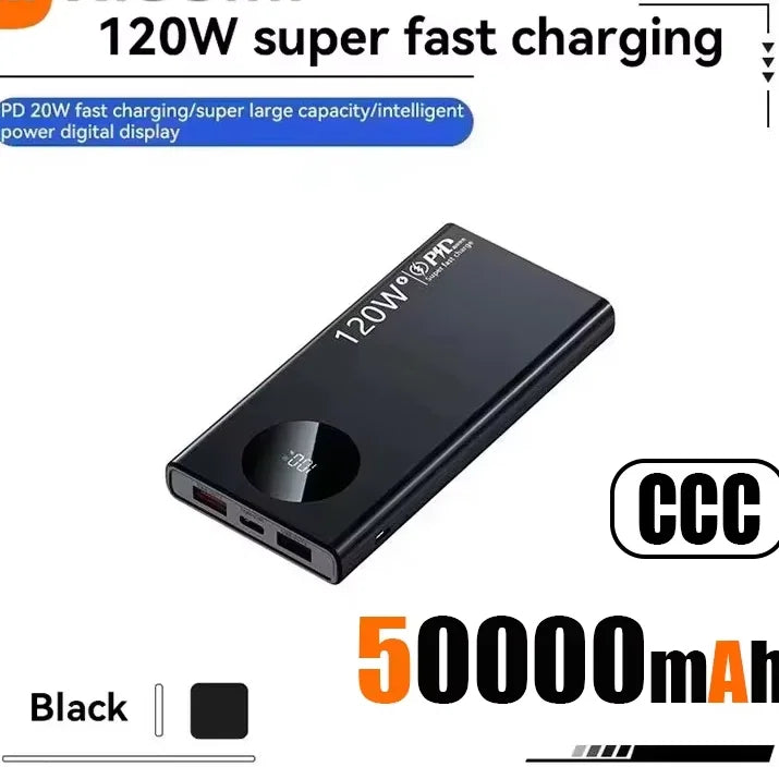 500000mAh High Capacity Power Bank 120W Fast Charging Powerbank Portable Battery Charger For iPhone Samsung Huawei Xiaomi 2026