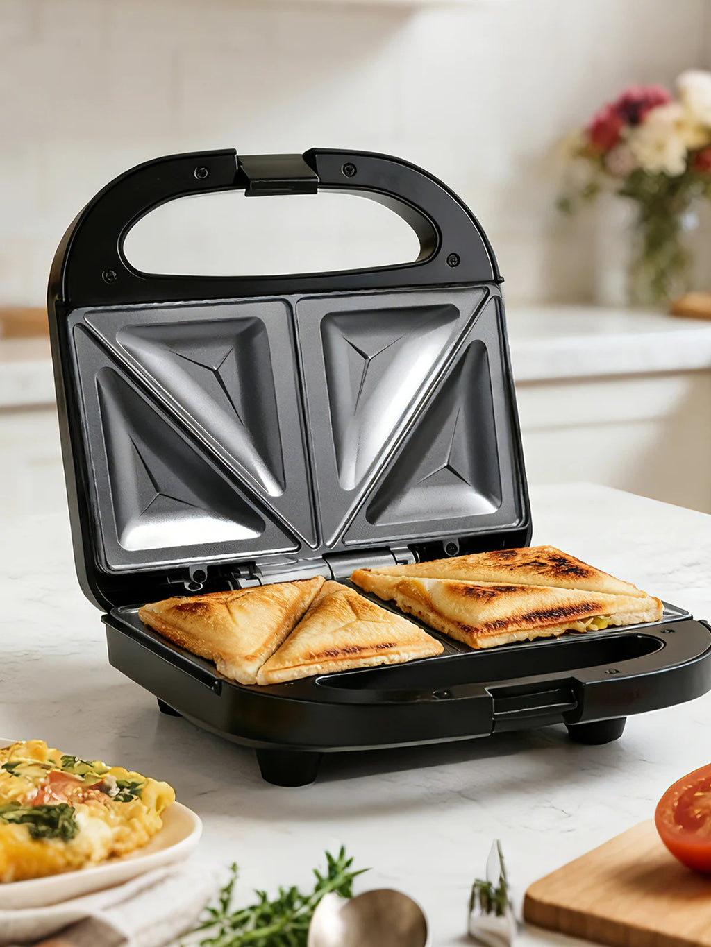 SUPERLEX Stainless Steel Sandwich Maker With Non-stick Plates Cool Touch Handle 750W Powerful Toaster Maker Suitable For House