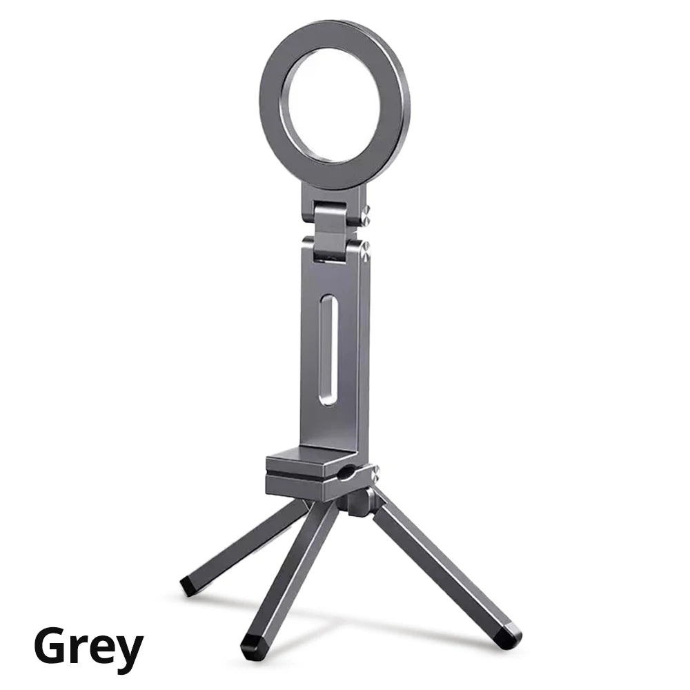 Foldable Magnetic Phone Tripod Holder 360 Rotating Portable Stand For iPhone Samsung Travel Video Shooting Desk Plane Train