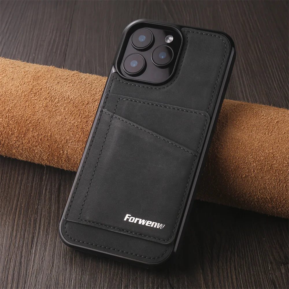 Luxury Leather Case For iPhone 16 15 14 13 12 11 Pro Max Case Cover For iPhone 16 15 14 Plus IP 16E 17 Air Phone Case Flip Cover